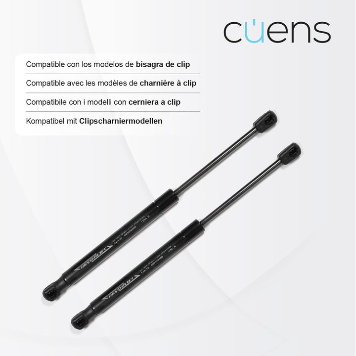 Set mit 2 Gasfedern oder Stossdämpfern für Bettkasten 900N Kugel-Clip - Ideal für Bettkasten 105 cm