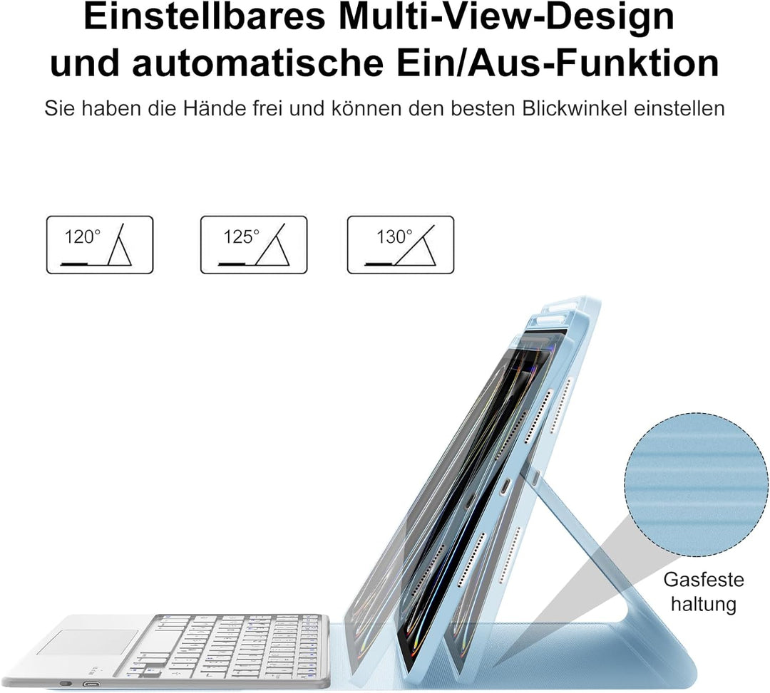 IVEOPPE Hülle mit Tastatur für iPad Pro 11" M5 2025/M4 2024 Con Touchpad, Deutsches QWERTZ Layout, M