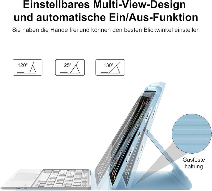 IVEOPPE Hülle mit Tastatur für iPad Pro 11" M5 2025/M4 2024 Con Touchpad, Deutsches QWERTZ Layout, M