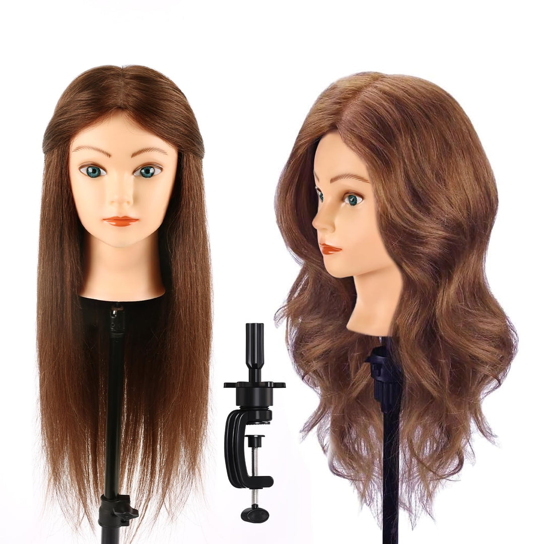 Frisierkopf, 18 Zoll Übungskopf 100% Echthaar Haar Friseur Übungskopf Praxis Schaufensterpuppen Pupp