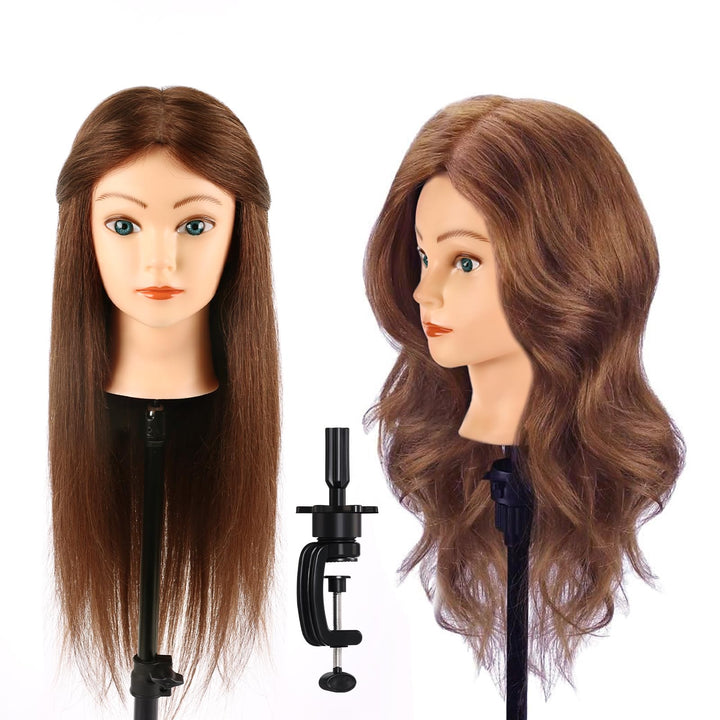 Frisierkopf, 18 Zoll Übungskopf 100% Echthaar Haar Friseur Übungskopf Praxis Schaufensterpuppen Pupp