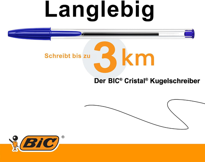 BIC Kugelschreiber Set Cristal Original, in Blau, Strichstärke 0,4 mm, 150er Pack, Ideal für das Bür