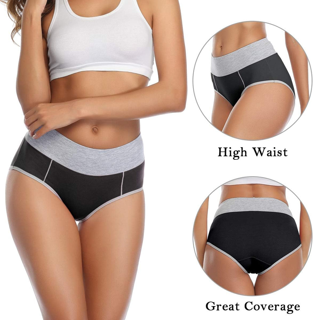 wirarpa Unterhosen Damen Hohe Taille Baumwolle Unterwäsche Taillenslip Frauen Slips Mehrpack XS Schw