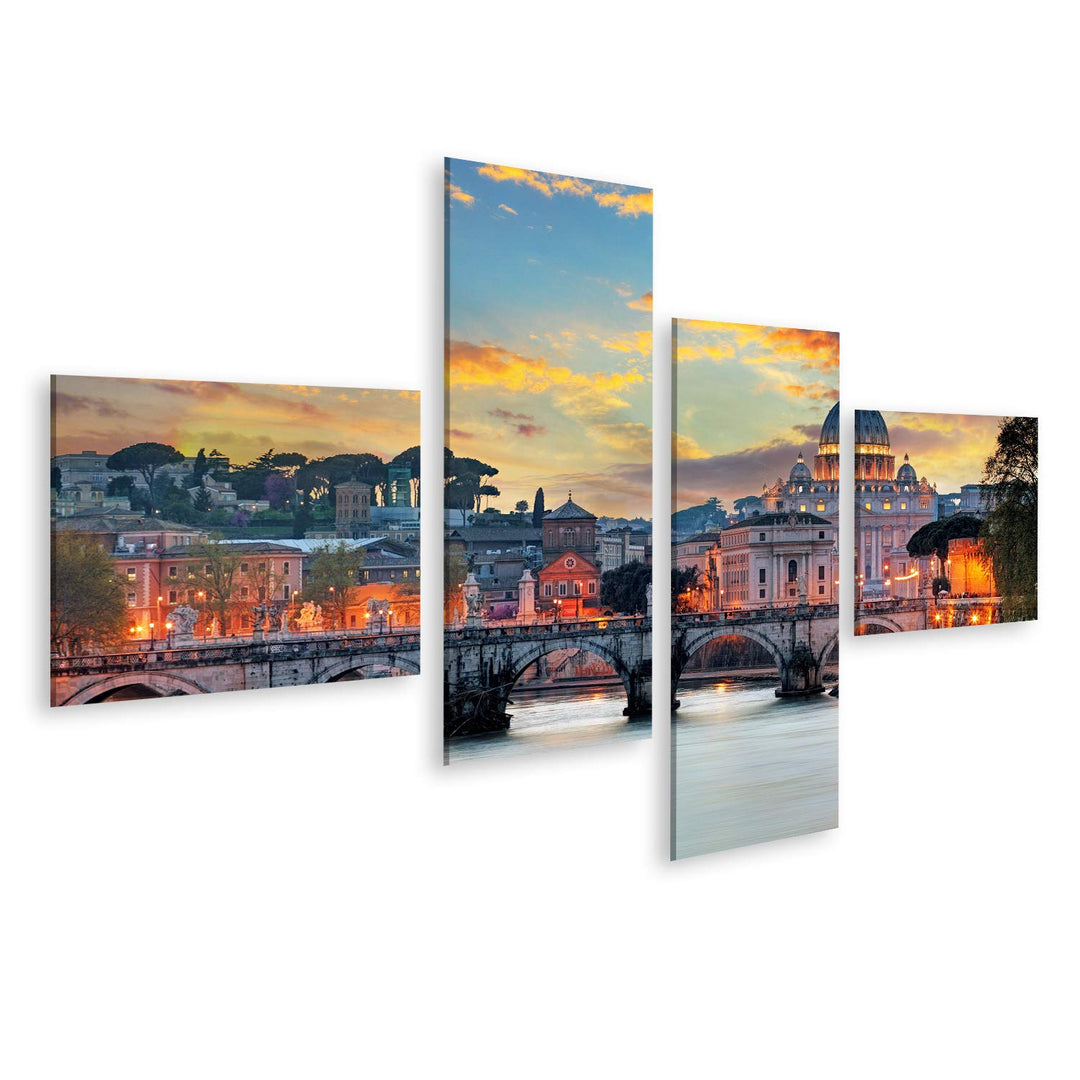 islandburner Bild auf Leinwand Vatikan Rom Sonnenuntergang Bilder Wandbilder Poster Leinwand 150x80c