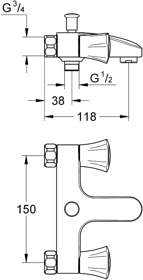 GROHE Costa L Wannenarmatur (Wandmontage, Aufputz, ohne S-Anschluss), silber, 25453001