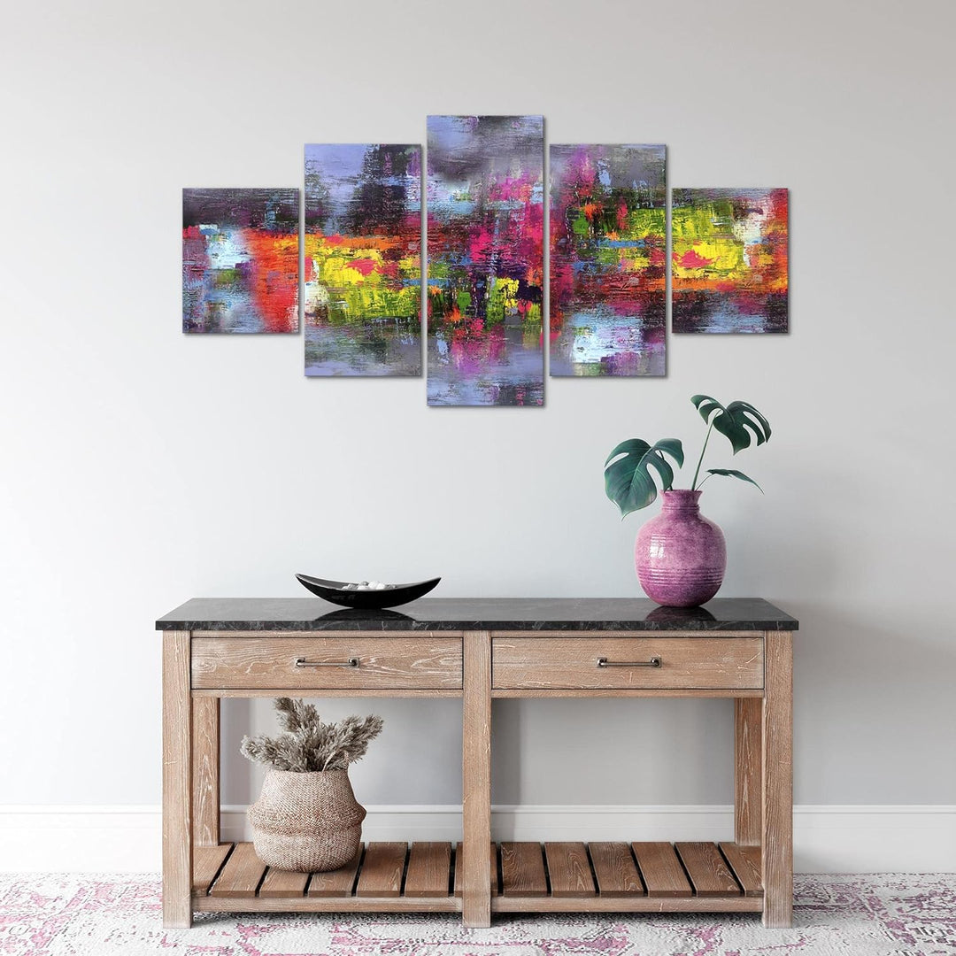 Runa Art Wandbilder Abstrakt 5 Teilig Bild auf Vlies Leinwand Deko Wohnzimmer Schlafzimmer Gemälde B