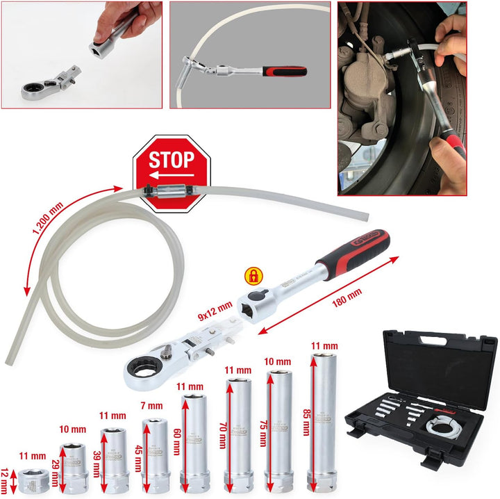 KS Tools 518.0320 Bremsen-Entlüftungsschlüssel-Satz für VAG, 11-tlg