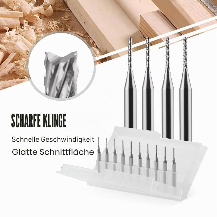 0,5 mm Schaftfräser CED Hartmetall Schaftfräser Gravierfräser CNC-Fräser für PCB-Maschine, 10 Stück