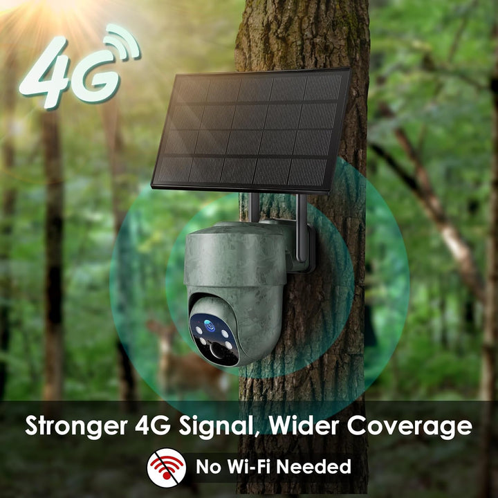 WOLFANG 4G LTE Wildkamera, Überwachungskamera mit Handyübertragung App Wildkamera Solar mit SIM Kart