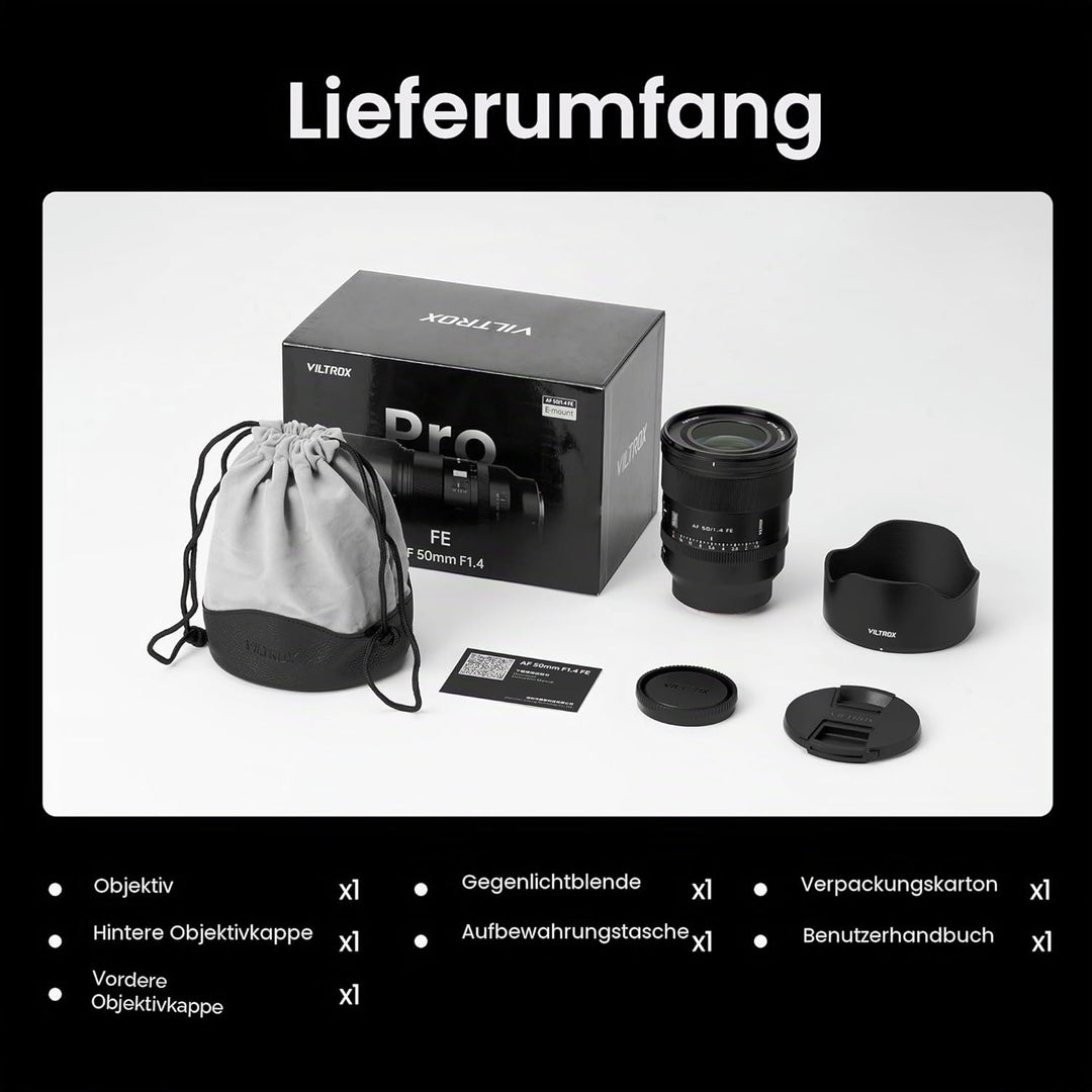 VILTROX AF 50 mm F1.4 Pro Kameraobjektiv für Sony FE Full Frame Autofokus Prime Objektiv