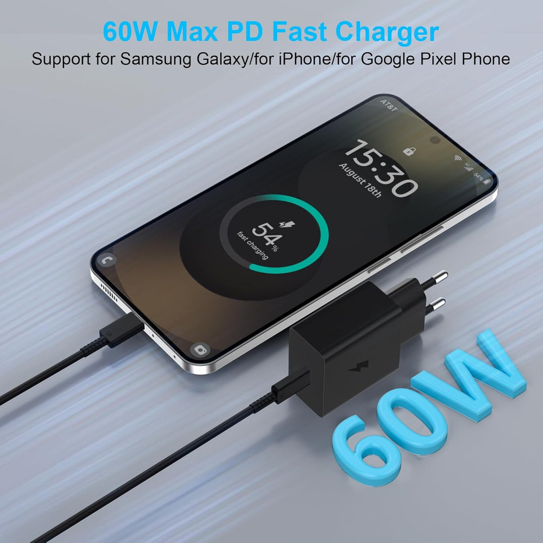 60W USB C Ladegerät Schnellladegerät für Samsung Galaxy S26 Ultra S25 S24 S23 Serie mit USB C Kabel