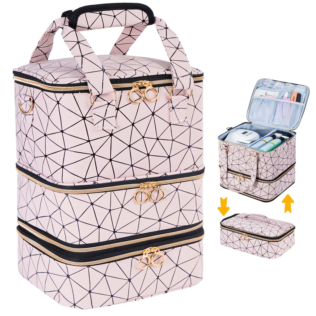 Uross Nagellack Organizer für 60 Nagellackflaschen und 1 LED-Nagellampe, Nagellack Aufbewahrung Tasc