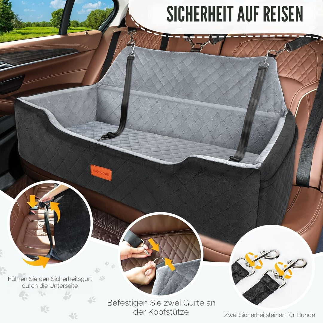 Hunde Autositz für Grosse Hunde unter 100 lbs, Waschbares Hundesitz Auto für 2 Mittlere, Abnehmbar A