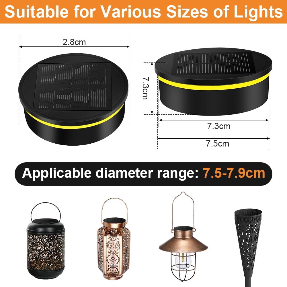 Flintronic Solarleuchten Ersatzteile, 4 Stück Solar Ersatzdeckel 7.9cm, Solarleuchten Ersatz Top mit