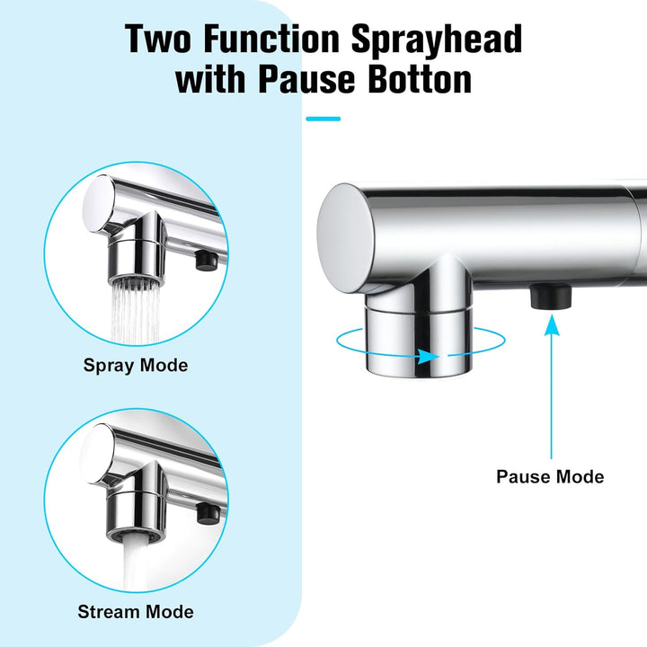 CREA Wasserhahn Küche mit 3 Funktionen Brause, Küchenarmatur mit Ausziehbarem Brause, Mischbatterie