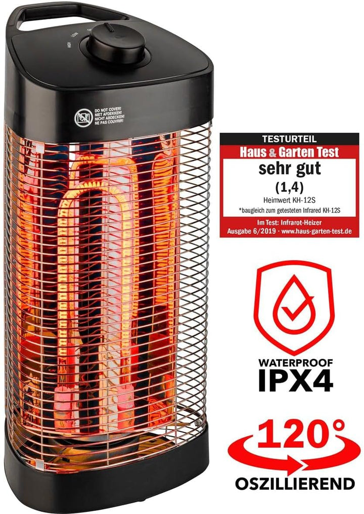 HEIMWERT Infrarot Heizstrahler, Infrarotheizung für Aussenbereich, Spritzwassergeschützt IPX4, Terra