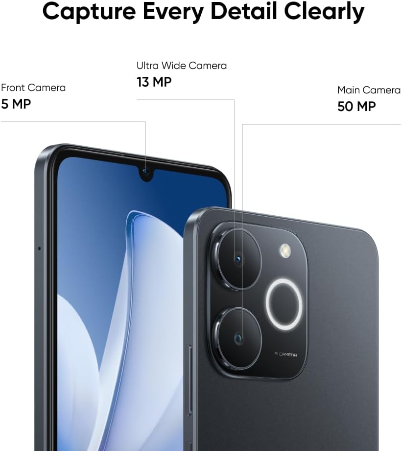 realme Note 70T Smartphone 4+256 GB, 6000 mAh Akku, 15 W Schnellladung mit 6 W Rückladung, 24 GB dyn