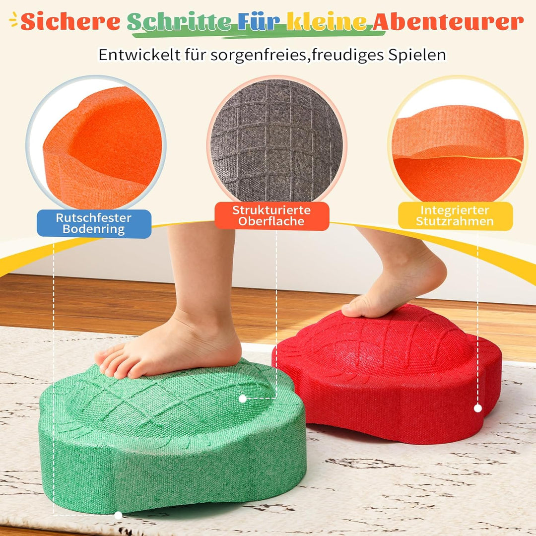 Balanciersteine für Kinder, 6er Balance Trittsteine Stapelbar,Farbenfrohes Stapelsteine Stepping Sto