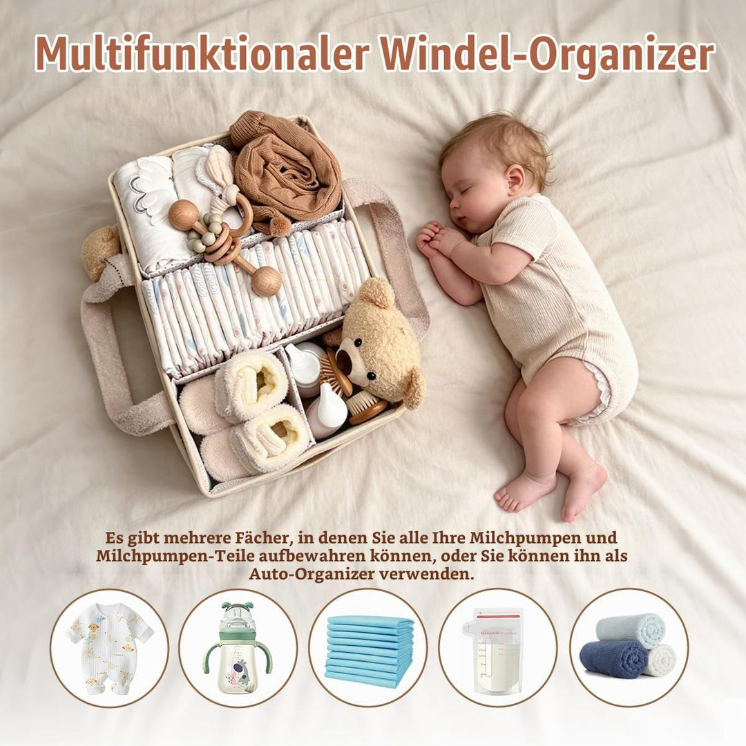 Wickeltasche Organizer, Baby Windel Caddy Organizer für Wickeltisch, Tragbarer Wickelkorb mit Heraus