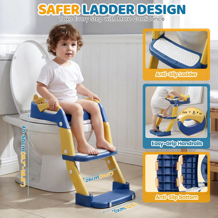 Orzbow Toilettensitz Kinder mit Treppe, 2-in-1 Kinder Toilettensitz, Töpfchen für Kinder, Höhenverst