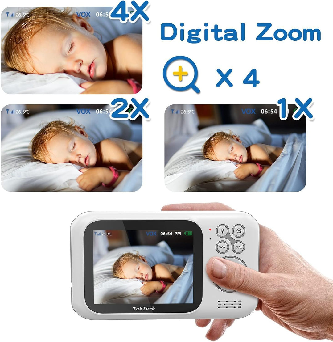 Babyphone mit Kamera, TakTark Babyfon mit Kamera 3.2'' Video Baby Monitor, Kamera und Audio Babyphon