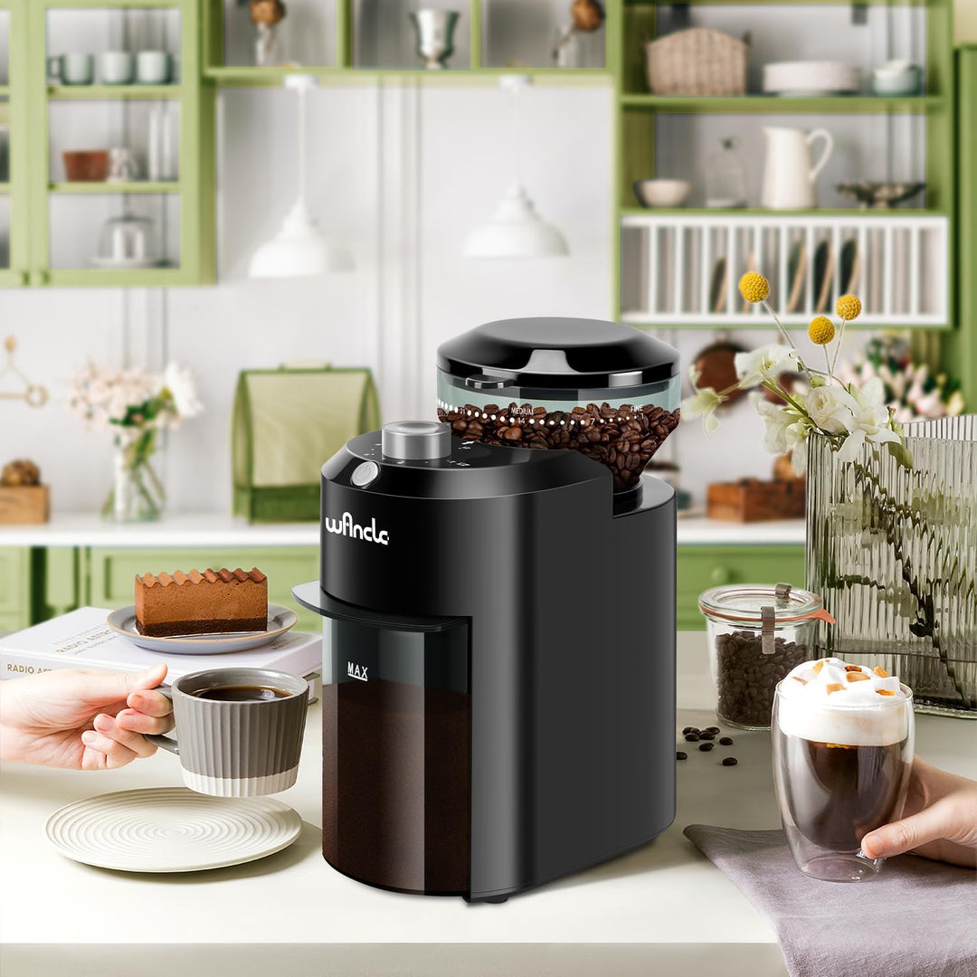 Wancle Elektrische Kaffeemühle - Einstellbarer scheibenmahlwerk kaffeemühle für Kaffeebohnen mit 28