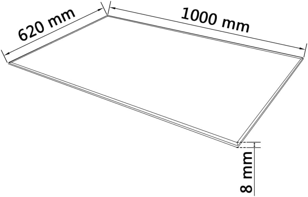 vidaXL Tischplatte aus gehärtetem Glas Tisch Glasplatte rechteckig 1000x620 mm 100 x 62 cm Transpare