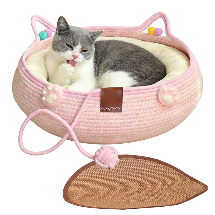 Katzenbett Lustiges Design mit Kissen Weiss, Weiss