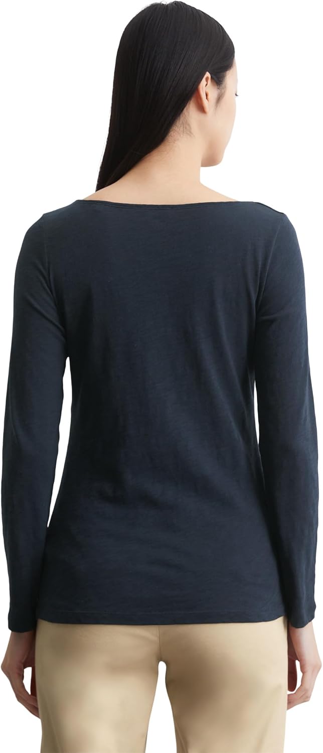 Marc O'Polo Damen Langarmshirt aus Bio-Baumwolle Basic XS Blau, XS Blau