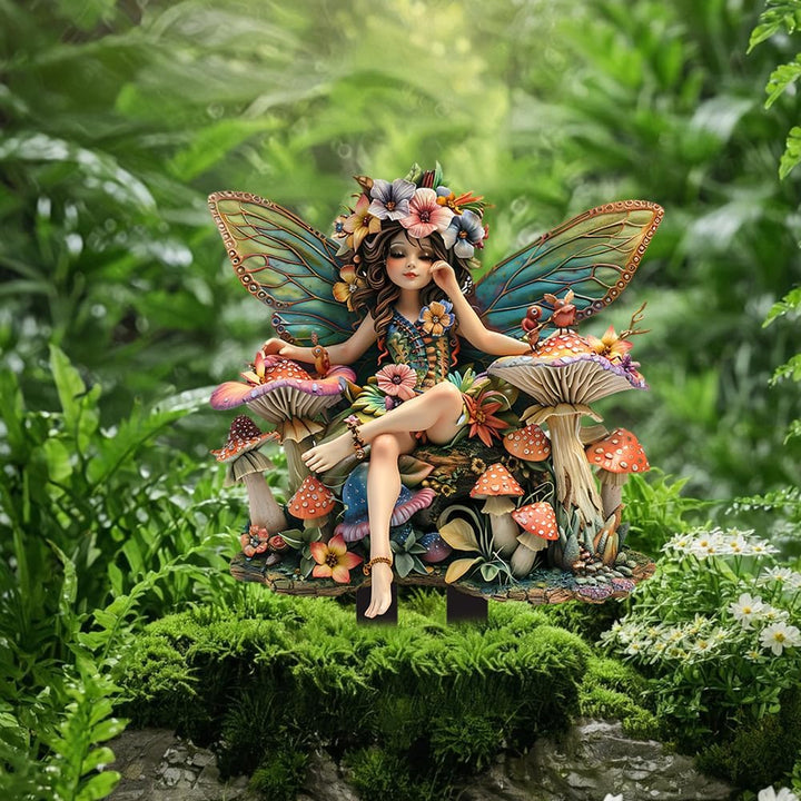 Bohemian Feen Blumentopf Figuren, Fairy Garden Miniatur Feen Figuren Elfen Bodenstecker Dekor Schild