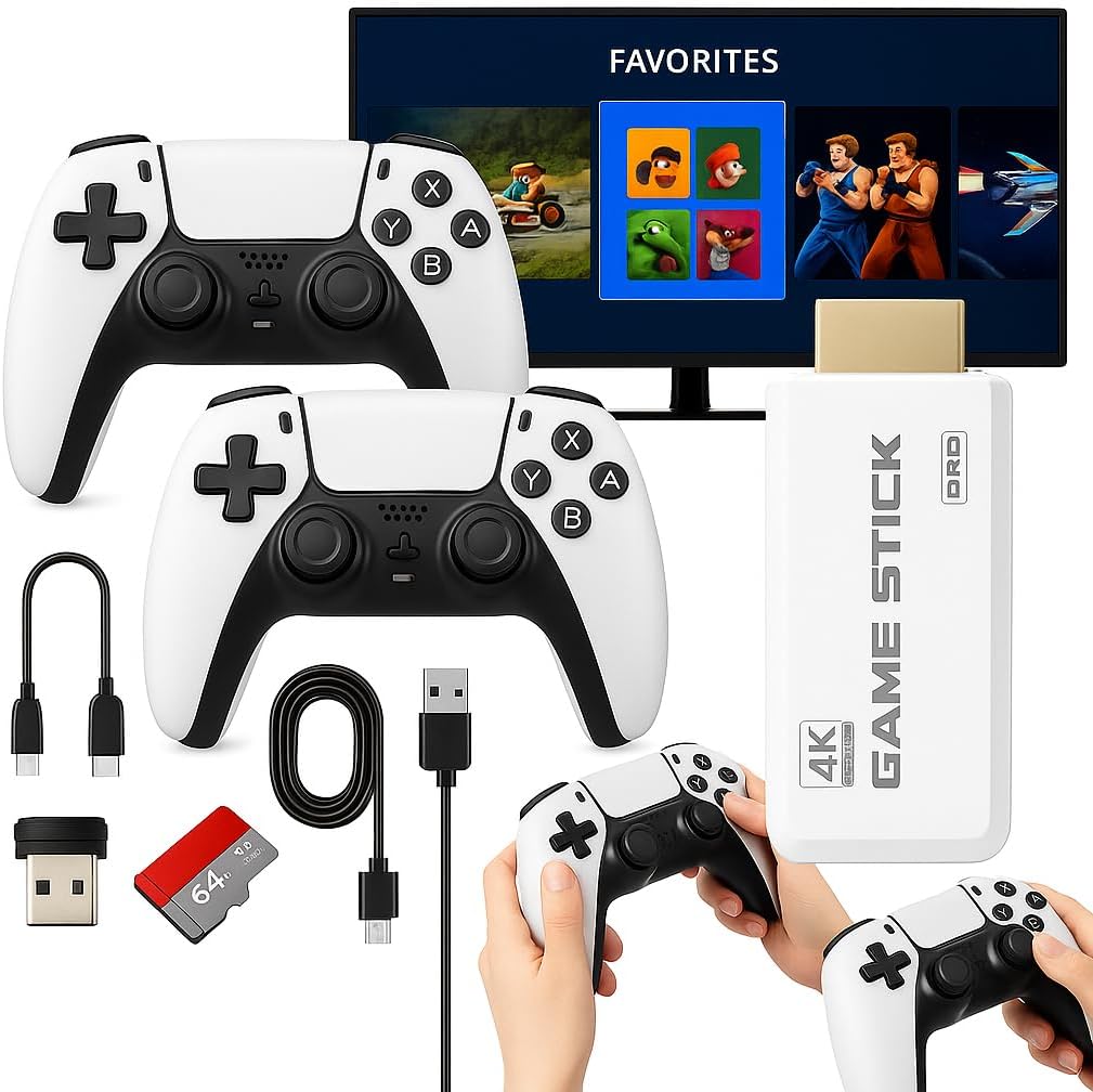 Retro HDMI Konsole mit 2 kabellosen Controllern und integrierter Spielesammlung
