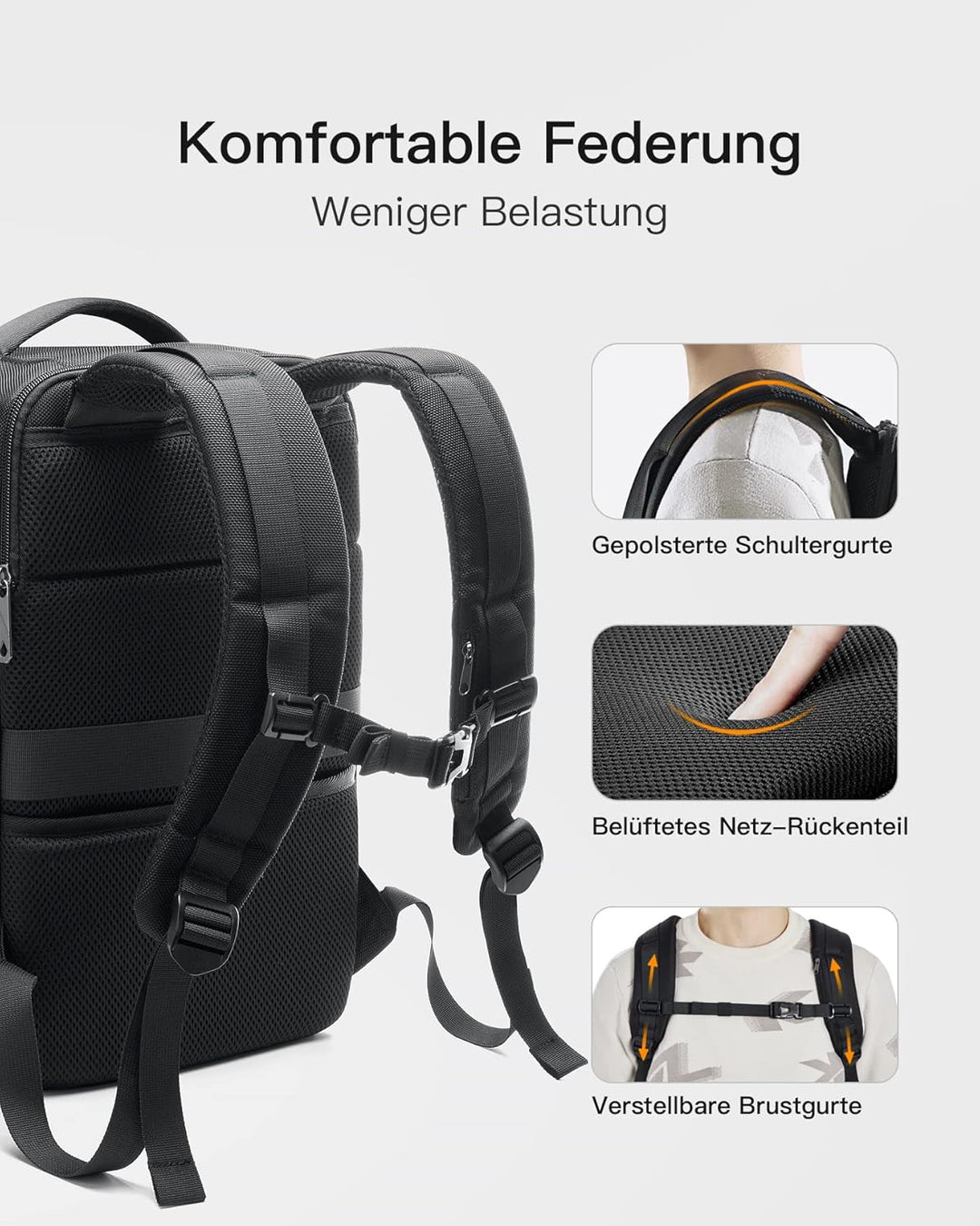Inateck 20L Ryanair Handgepäck 40x20x25 Reiserucksack Flugzeug Laptop Rucksack kompatibel mit 14-Zol