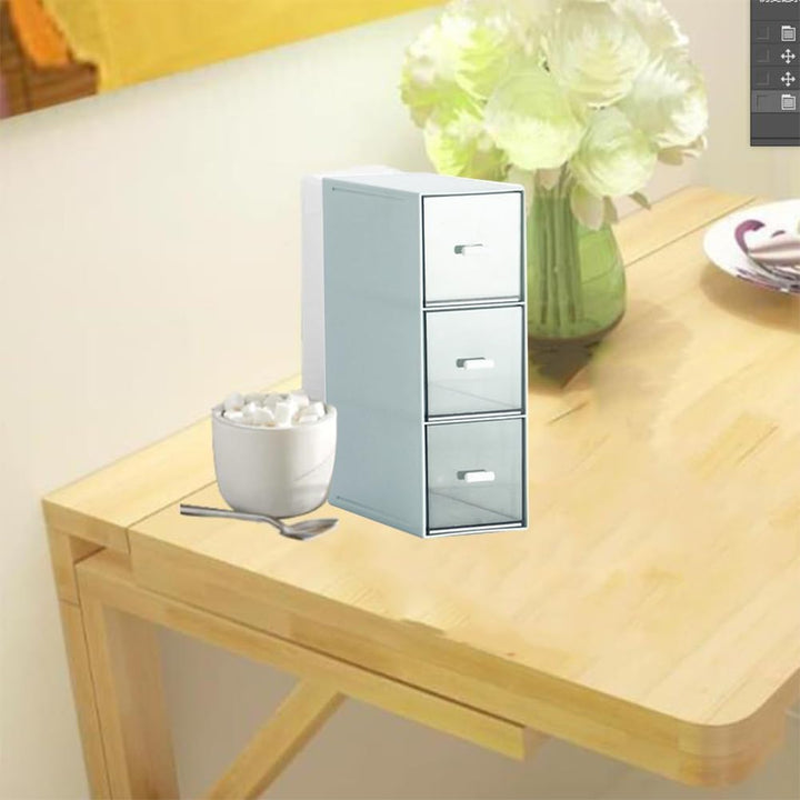 Küchen Organizer mit 3 Schubladen, Aufbewahrungsbox für Teebeutel, Kaffeepads, Teebox mit 3 Schublad