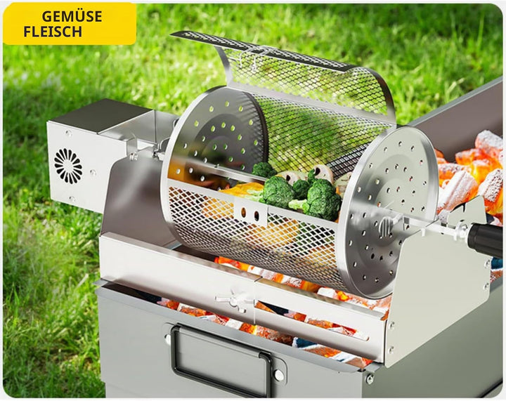 Elektrisch Grillkorb, Rollender Drehspiess, Type-C BBQ automatisch rotierender, Rollgrillkorb-Ladean