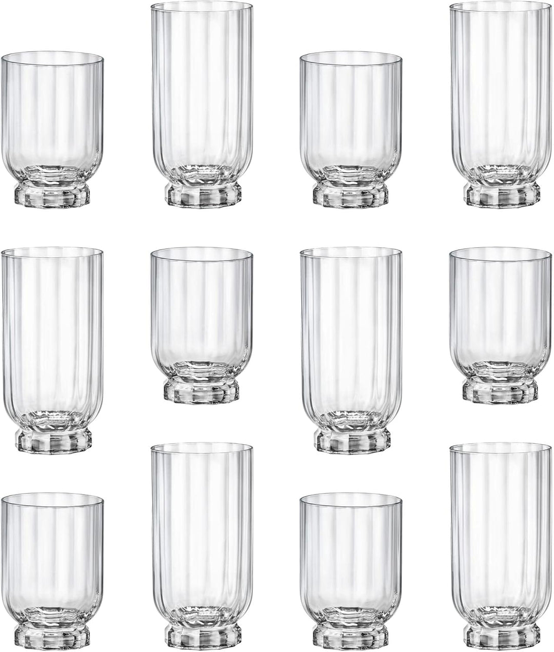 12pc Klar Florian Glaswaren-Set - Gemischt Glas Highball Cocktail Gin-Gläser & Wasser Whiskey Trinkb