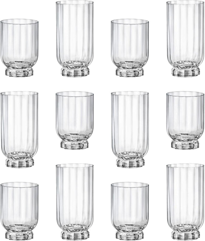 12pc Klar Florian Glaswaren-Set - Gemischt Glas Highball Cocktail Gin-Gläser & Wasser Whiskey Trinkb