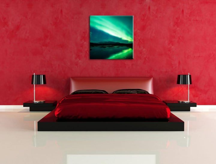 Pixxprint Polarlichter in Skandinavien, Format: 70x70 auf Leinwand, 70x70