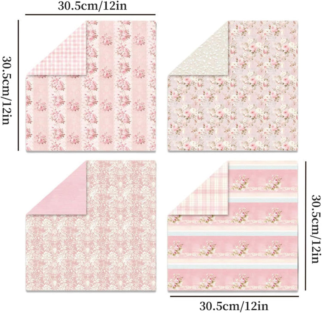 Scrapbook Papier Rosa Scrapbook Bastelpapier mit Blumen Muster, 24 Blatt Doppelseitiges Scrapbooking