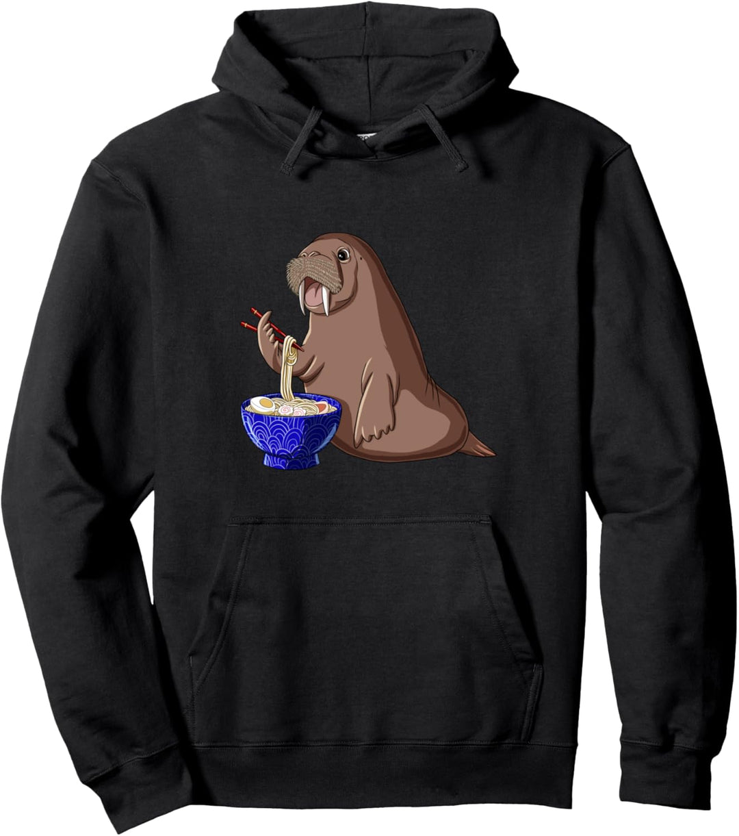 Japanischer Kawaii Anime Robbe Ramen Nudeln Walross Pullover Hoodie