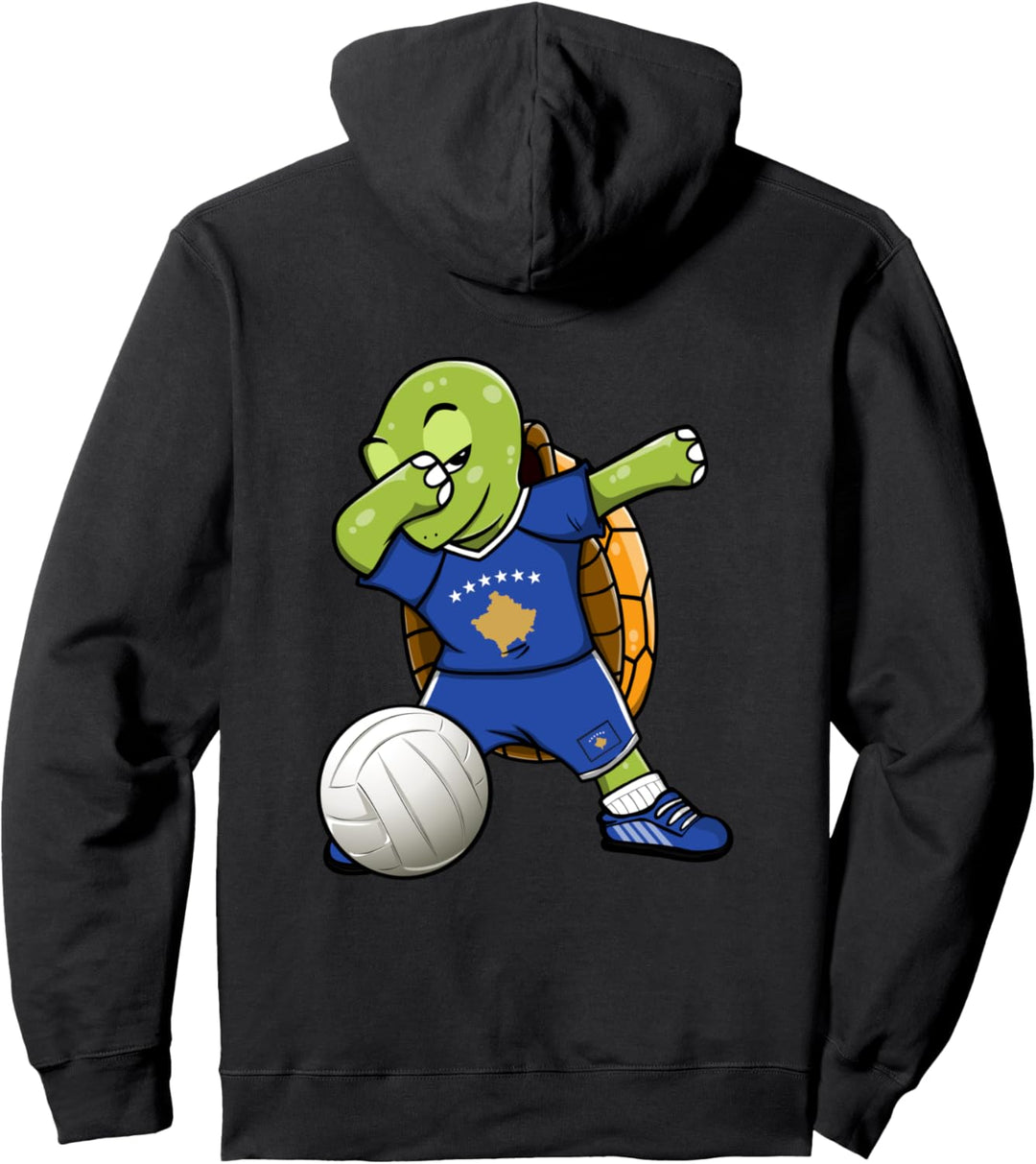 Dabbing Schildkröte Kosovo Volleyball Kosovarische Flagge Pullover Hoodie