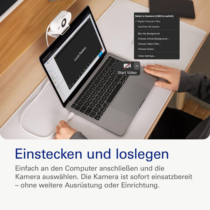 Elgato Facecam Neo – Full HD-Webcam mit komfortabler Sichtschutzkappe, Lichtkorrektur, für Videokonf