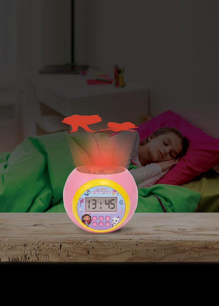 Lexibook, Gabby's Dollhouse, Projektionswecker mit Alarm- und Schlummerfunktion, Nachtlicht mit Time