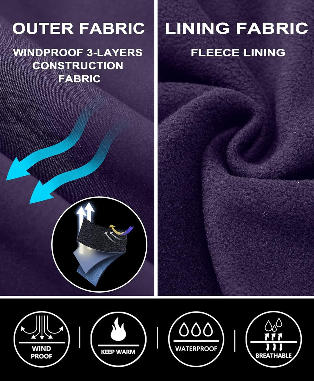 Little Donkey Andy Damen Winter Wanderhose Skihose Trekkinghose Snowboardhose, Softshell-Hose, Fleec