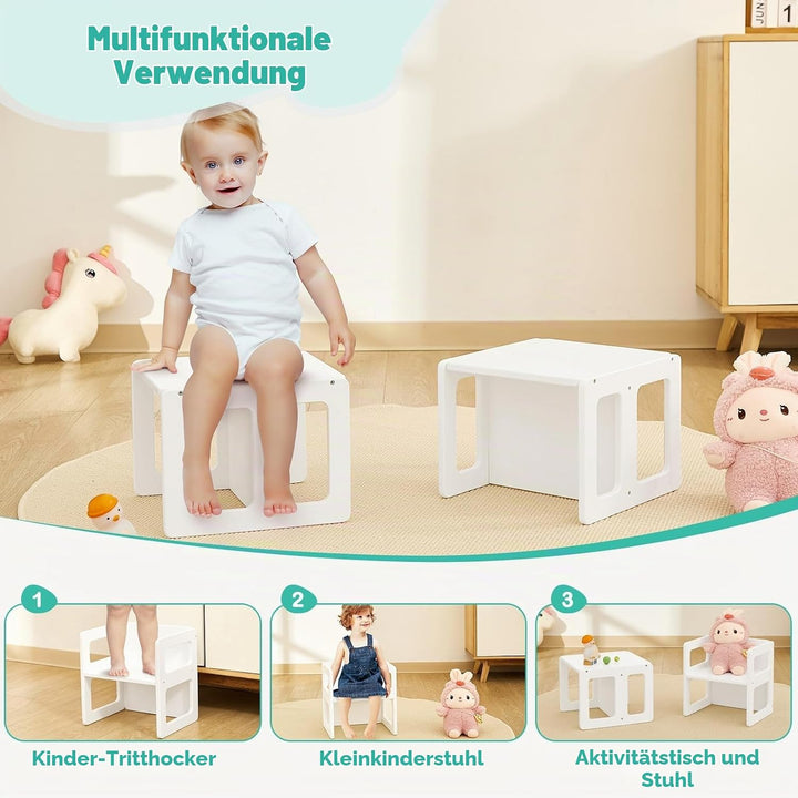 FUNLIO Höhenverstellbarer Montessori Entwöhnungsstuhl für Alter 1-3, Qualitätsstuhl aus Massivholz,