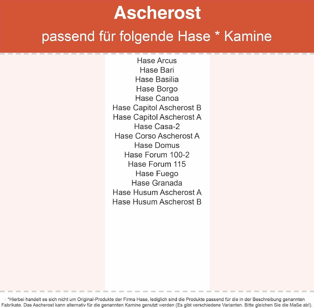 Kaminrost - Passend für Hase Kaminöfen inkl. Modellübersicht - Ascherost Kamin aus massivem Stahl -