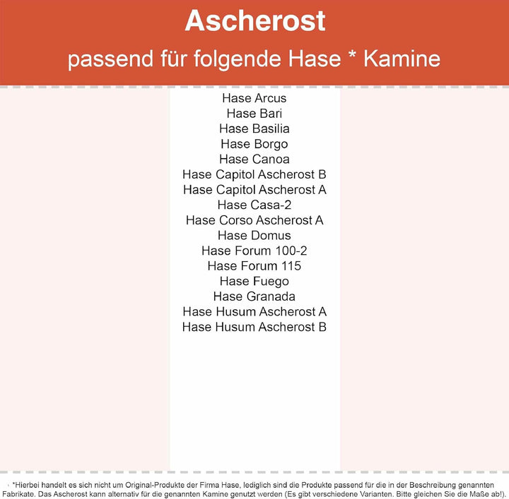 Kaminrost - Passend für Hase Kaminöfen inkl. Modellübersicht - Ascherost Kamin aus massivem Stahl -