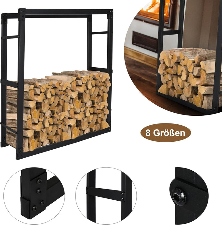 Fiqops Kaminholzregal Innen Kaminholzständer Wetterfest Brennholzregal für Holzscheite Stapelhilfe,