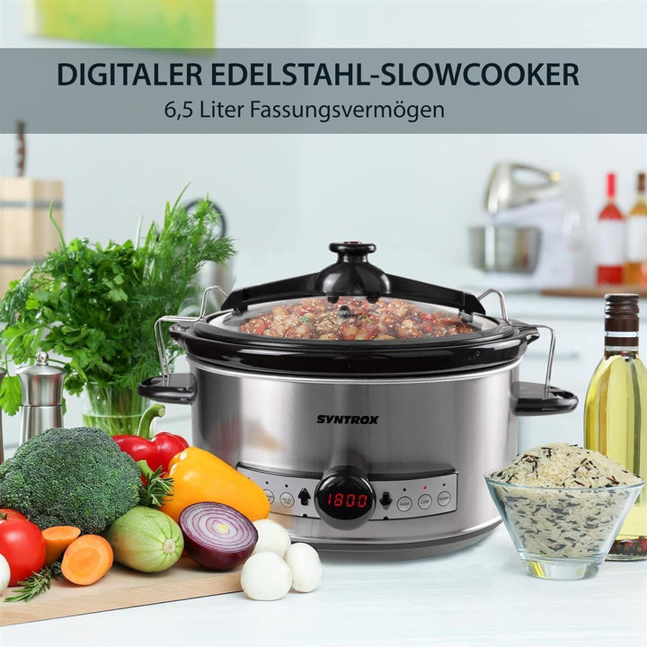 Syntrox 6,5 l Slow Cooker | Schmortopf | Schongarer | Multikocher Stosax, Keramikinnentopf, Warmhalt