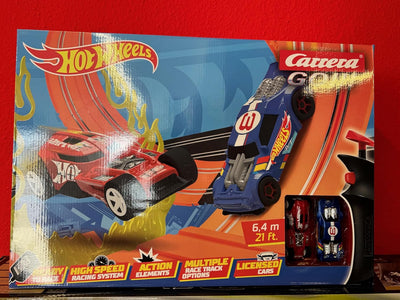 Carrera 20062553 GO!!! Rennstrecken-Set I Hot Wheels I 6,4 m elektrische Rennbahn mit Streckenteilen