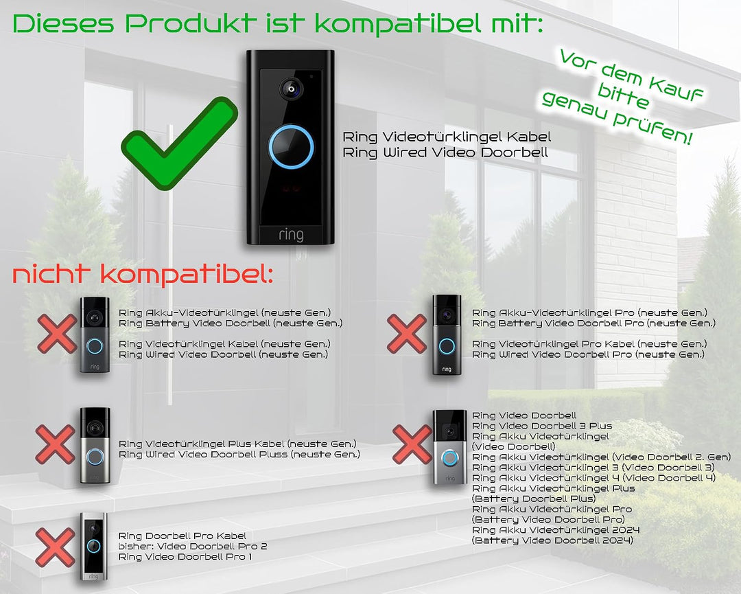 Baron Design | Edelstahl Blende | Zubehör für Ring Video-Türklingel Kabel/Video Doorbell Wired | Hal
